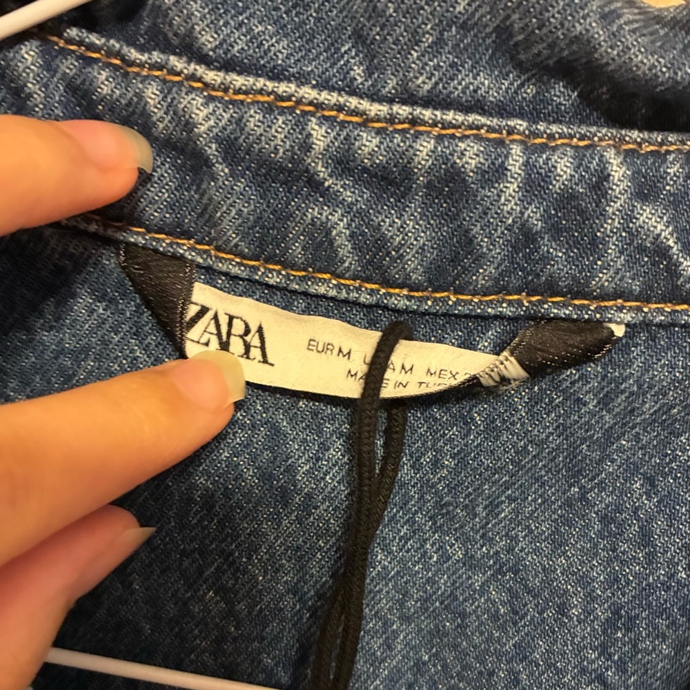 Zara Denim Shirt Jacket in Vintage Inspired Blue Denim Size Medium - Picture 6 of 8